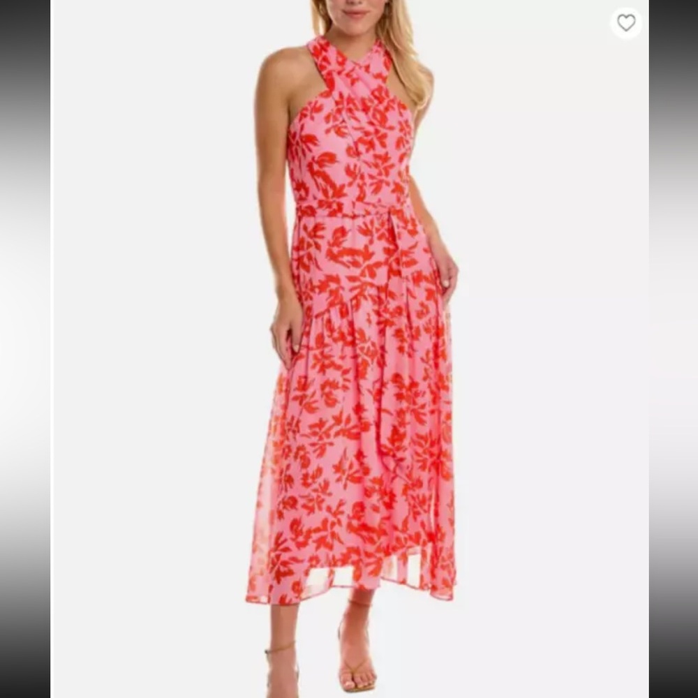 Taylor Pink and Red Floral Dress